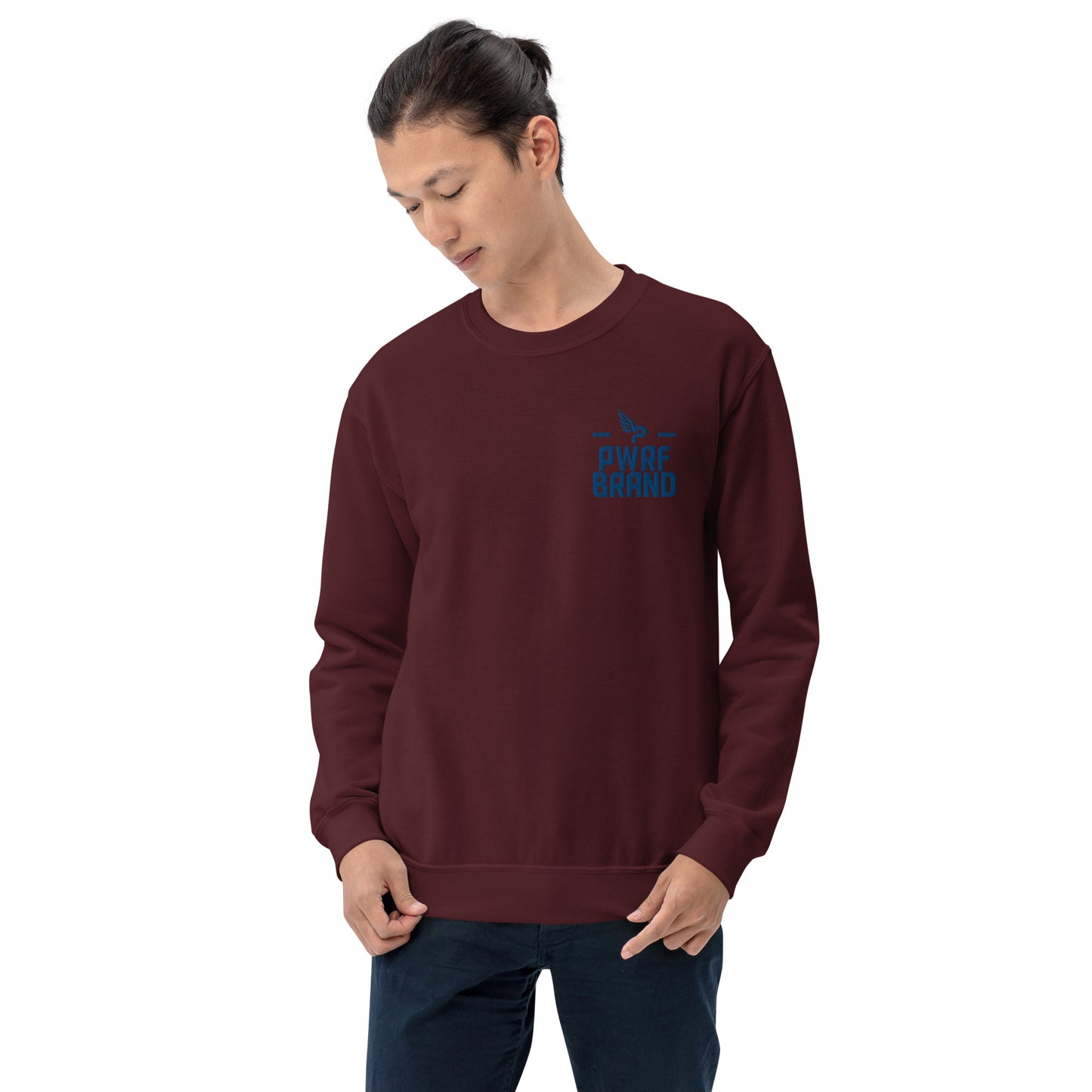 Men's PWRF Brand Blue Embroidered Unisex Sweatshirt