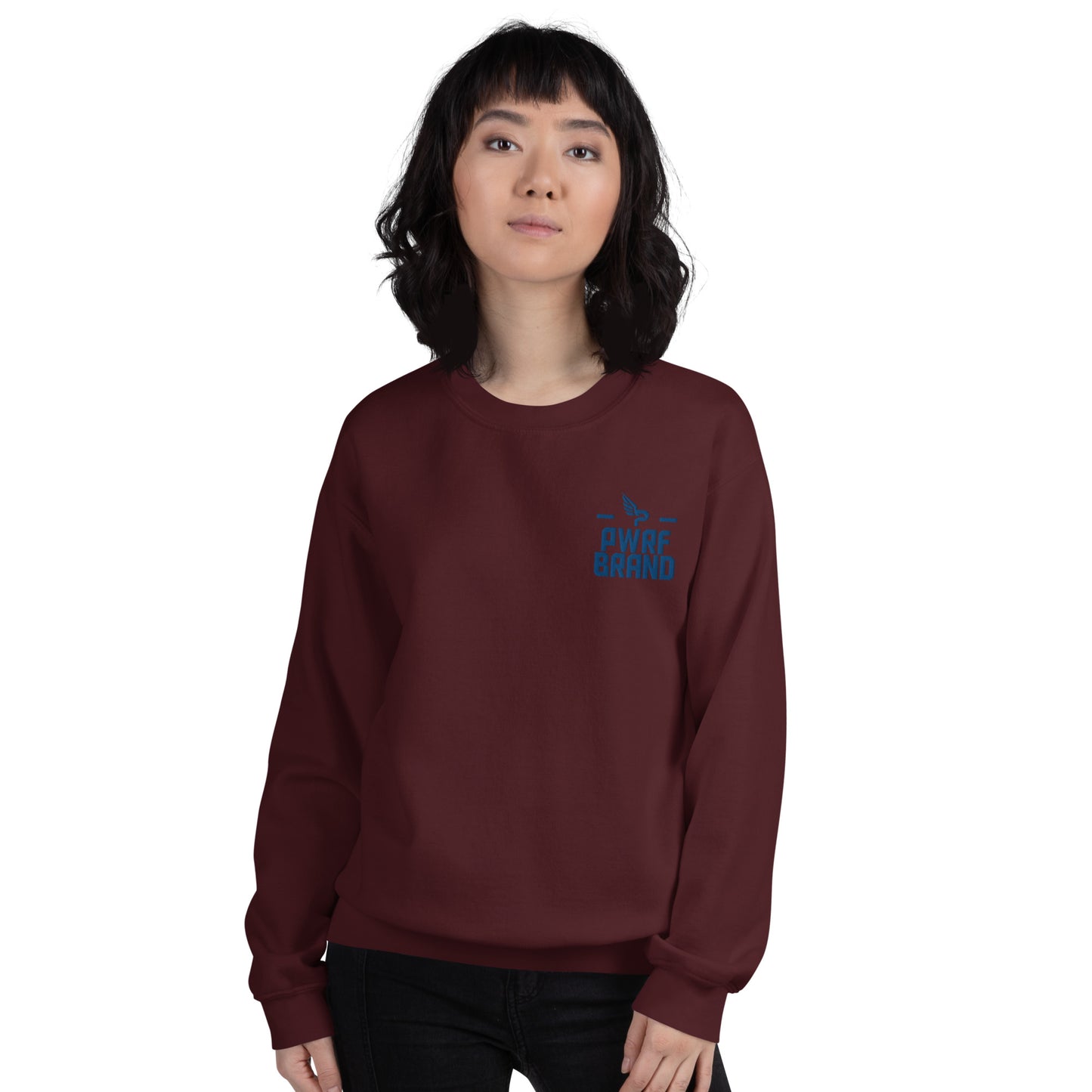 Women's PWRF Brand Blue Embroidered Unisex Sweatshirt