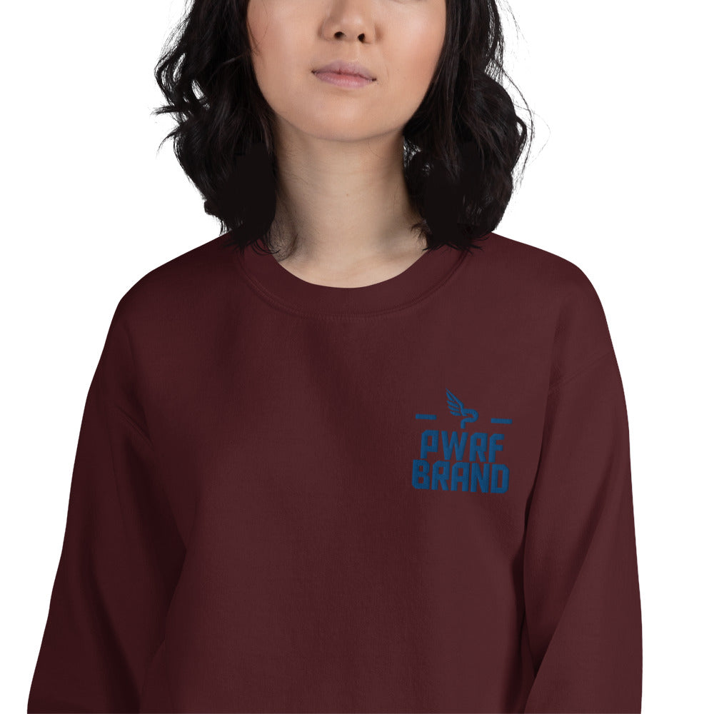 Women's PWRF Brand Blue Embroidered Unisex Sweatshirt