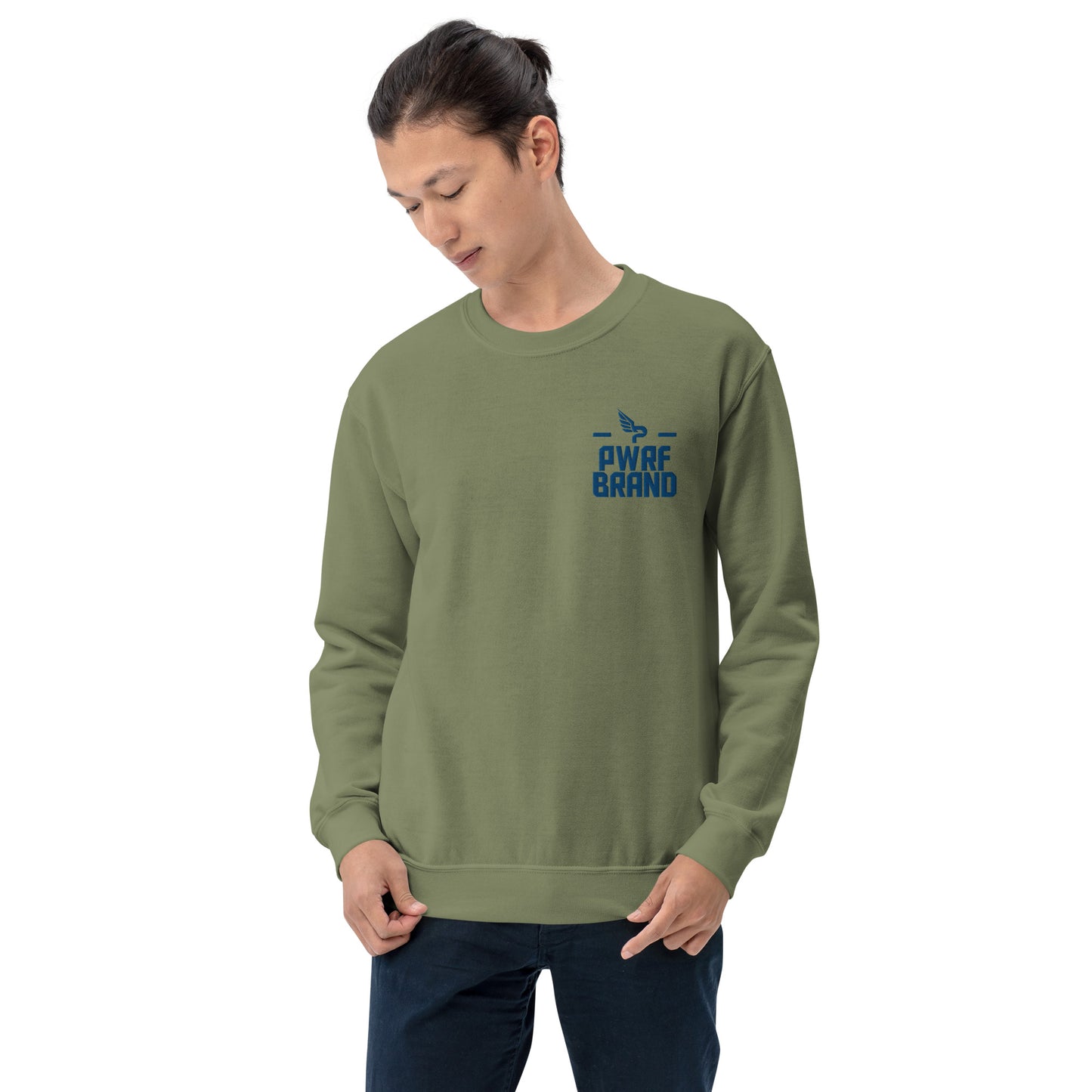 Men's PWRF Brand Blue Embroidered Unisex Sweatshirt