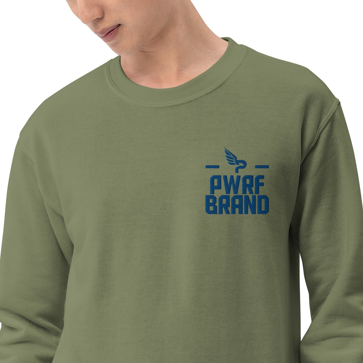 Men's PWRF Brand Blue Embroidered Unisex Sweatshirt