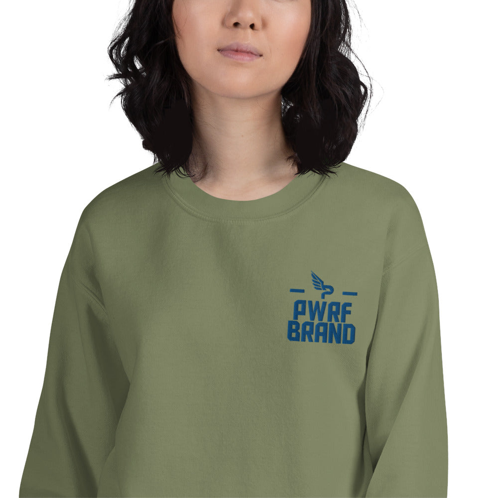 Women's PWRF Brand Blue Embroidered Unisex Sweatshirt