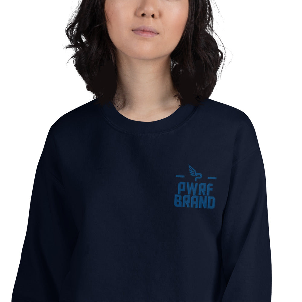 Women's PWRF Brand Blue Embroidered Unisex Sweatshirt