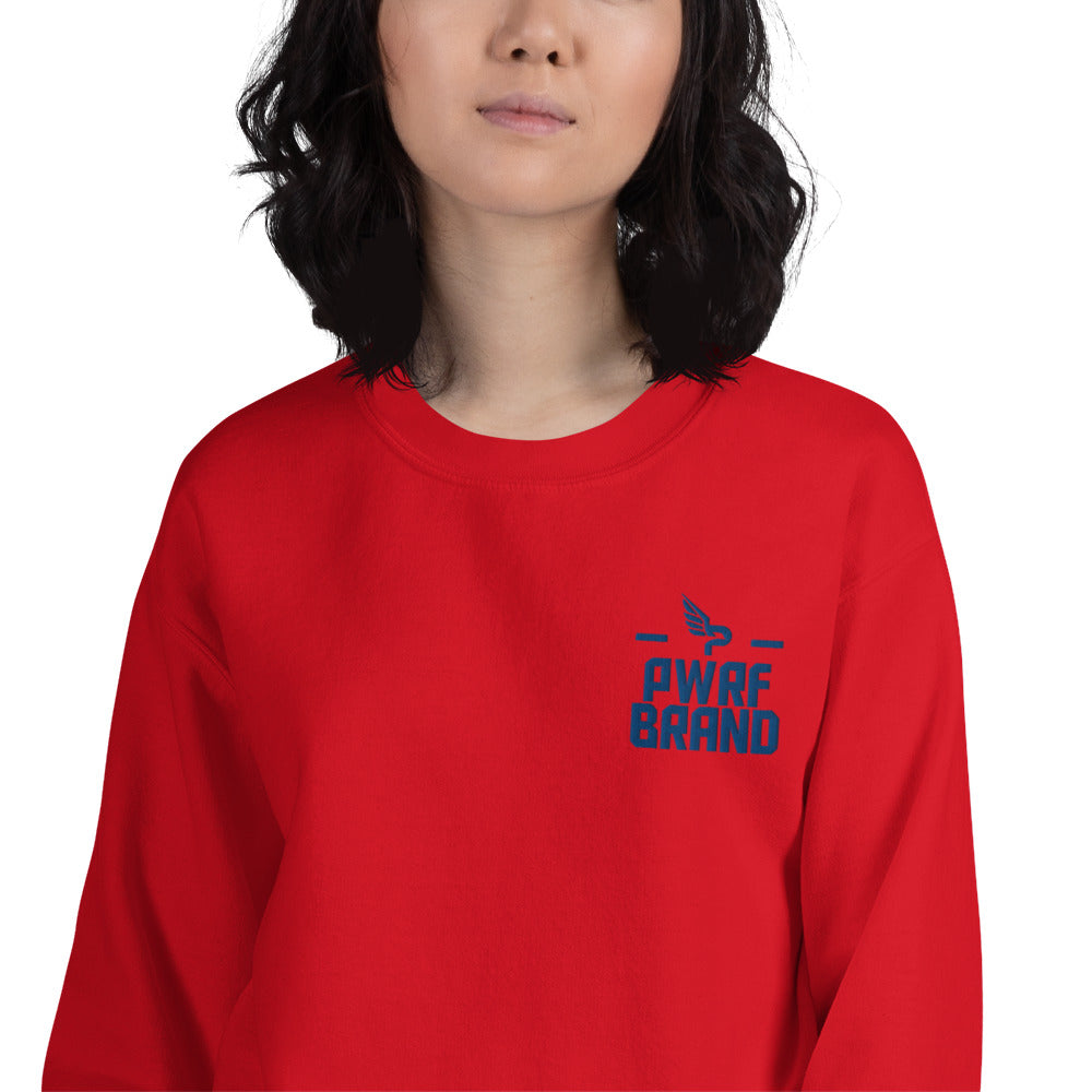 Women's PWRF Brand Blue Embroidered Unisex Sweatshirt