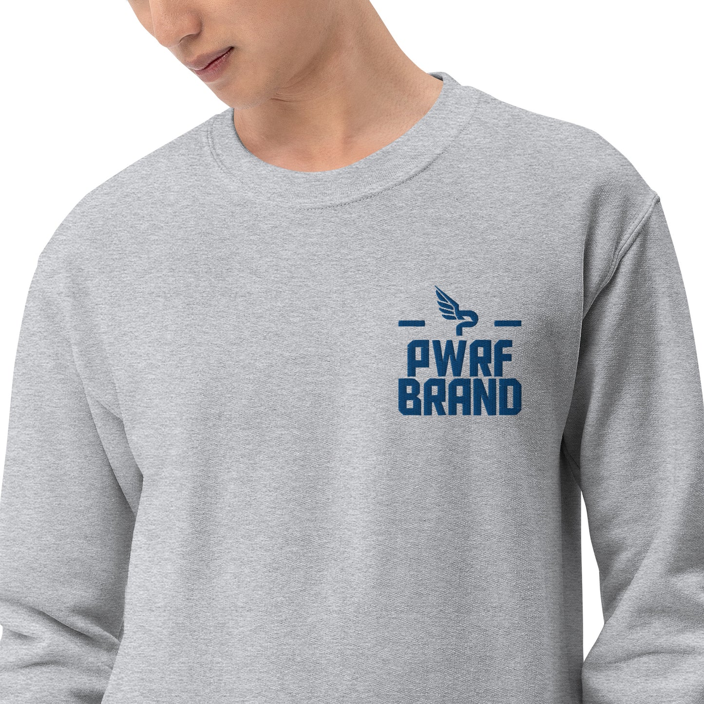 Men's PWRF Brand Blue Embroidered Unisex Sweatshirt