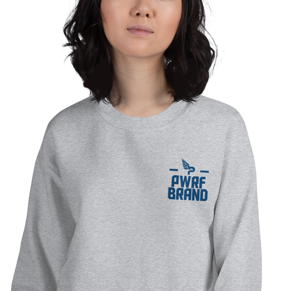 Women's PWRF Brand Blue Embroidered Unisex Sweatshirt