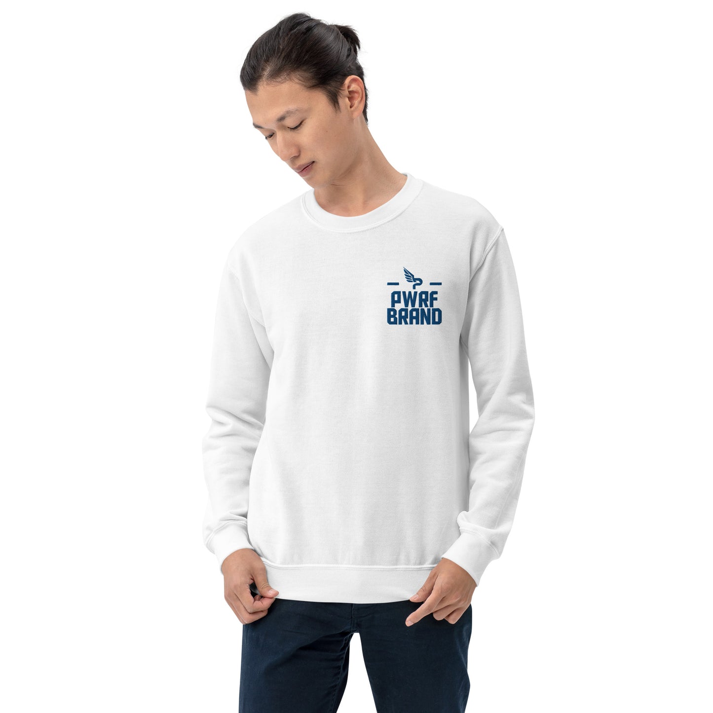 Men's PWRF Brand Blue Embroidered Unisex Sweatshirt