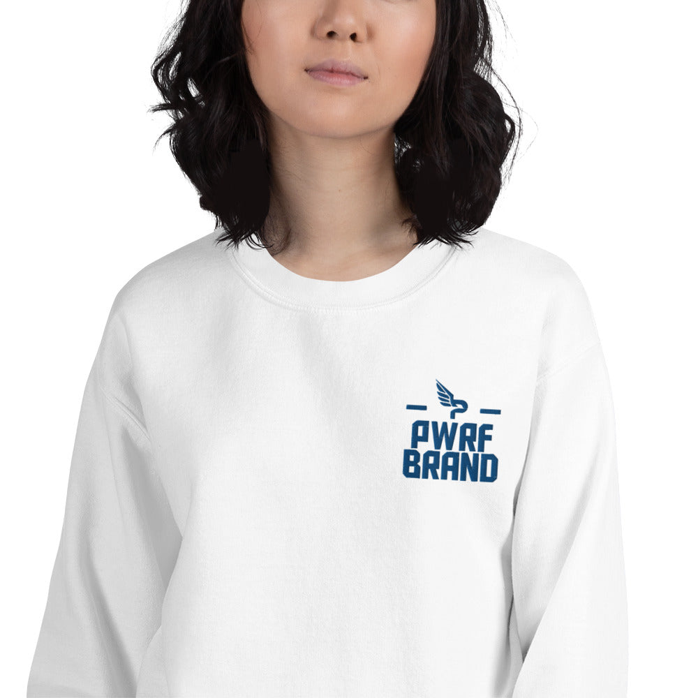 Women's PWRF Brand Blue Embroidered Unisex Sweatshirt