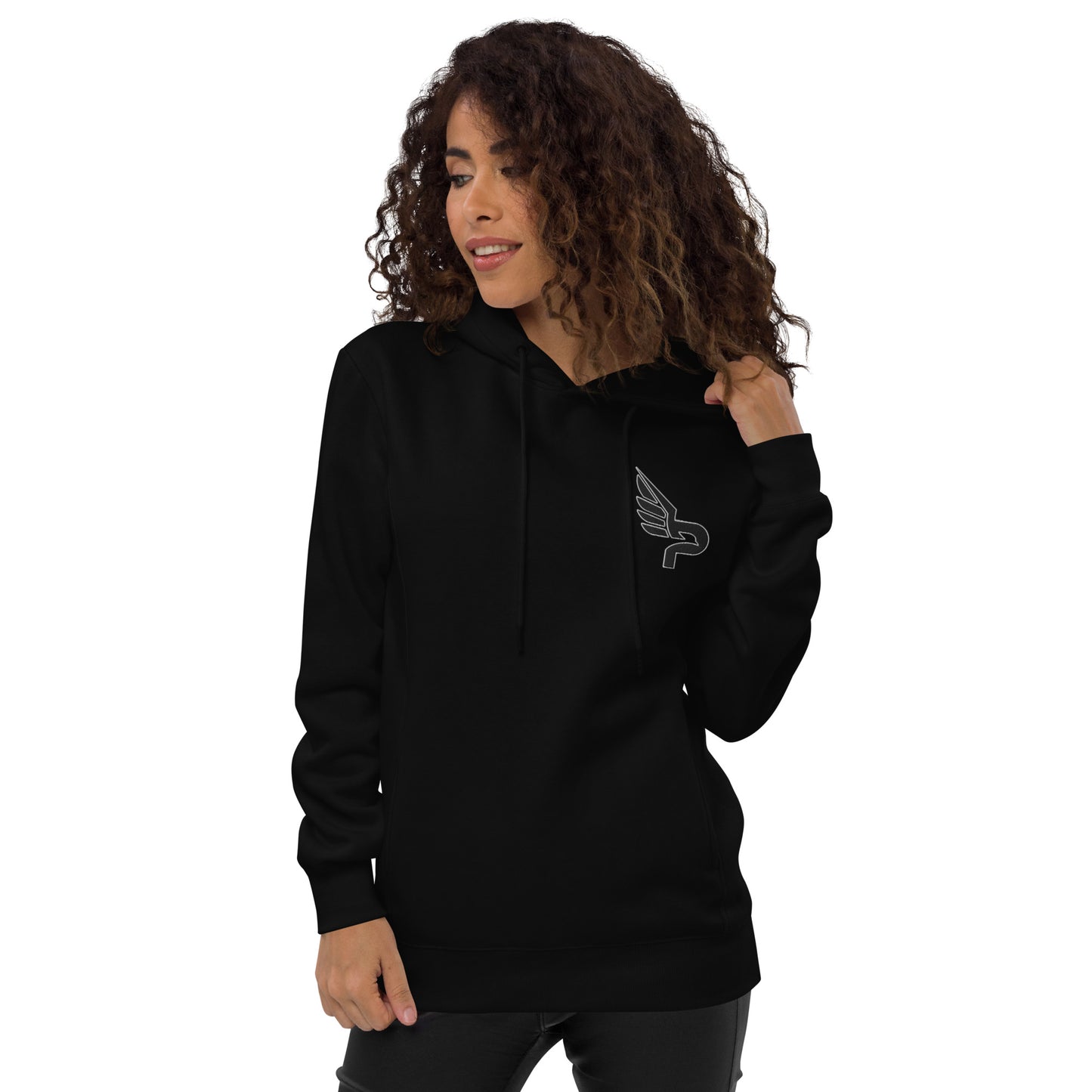 Women's PWRF Brand Embroidered Black Logo Unisex Fashion Hoodie