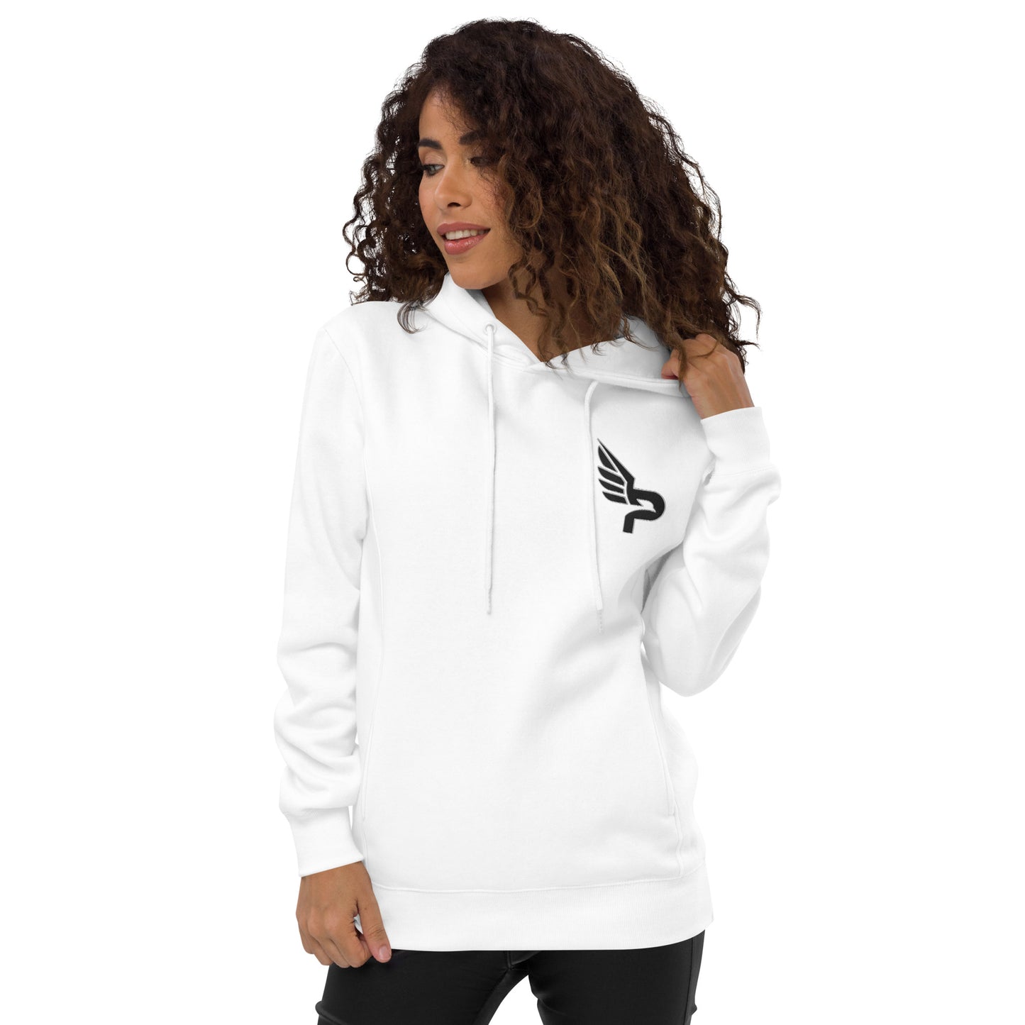 Women's PWRF Brand Embroidered Black Logo Unisex Fashion Hoodie