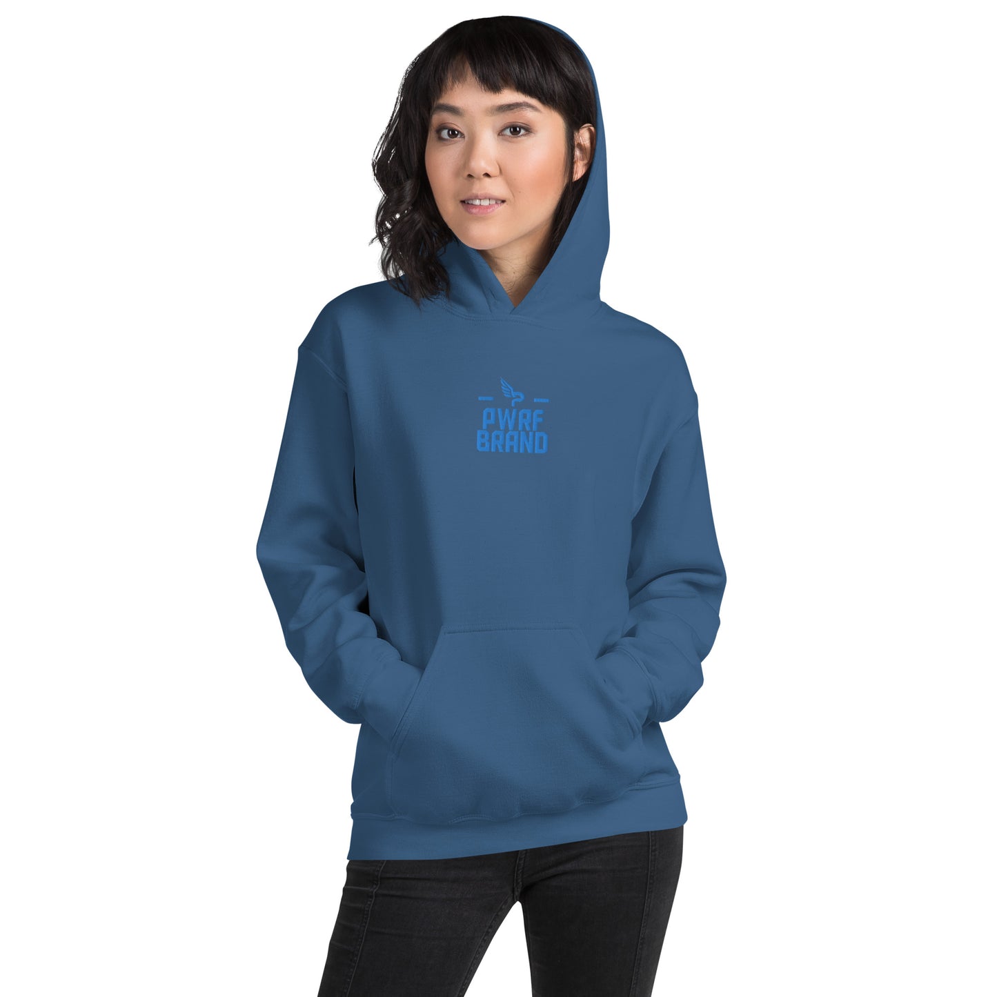 Women's PWRF Brand Aqua Center Embroidered Unisex Hoodie