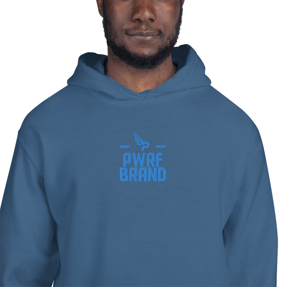 Men's PWRF Brand Aqua Center Embroidered Unisex Hoodie