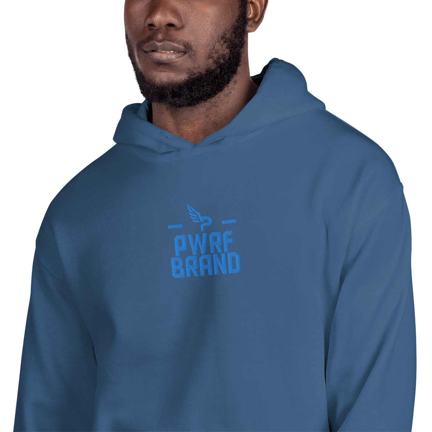 Men's PWRF Brand Aqua Center Embroidered Unisex Hoodie