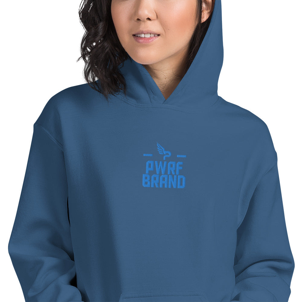 Women's PWRF Brand Aqua Center Embroidered Unisex Hoodie