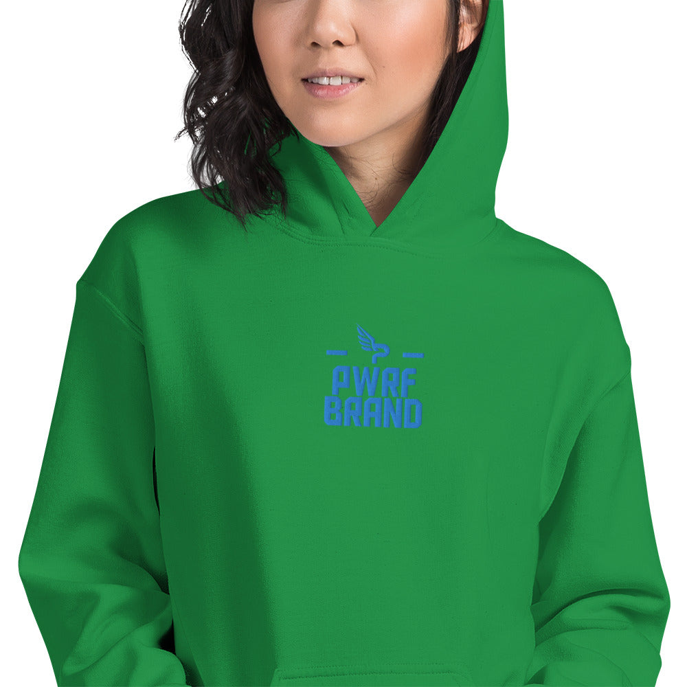 Women's PWRF Brand Aqua Center Embroidered Unisex Hoodie