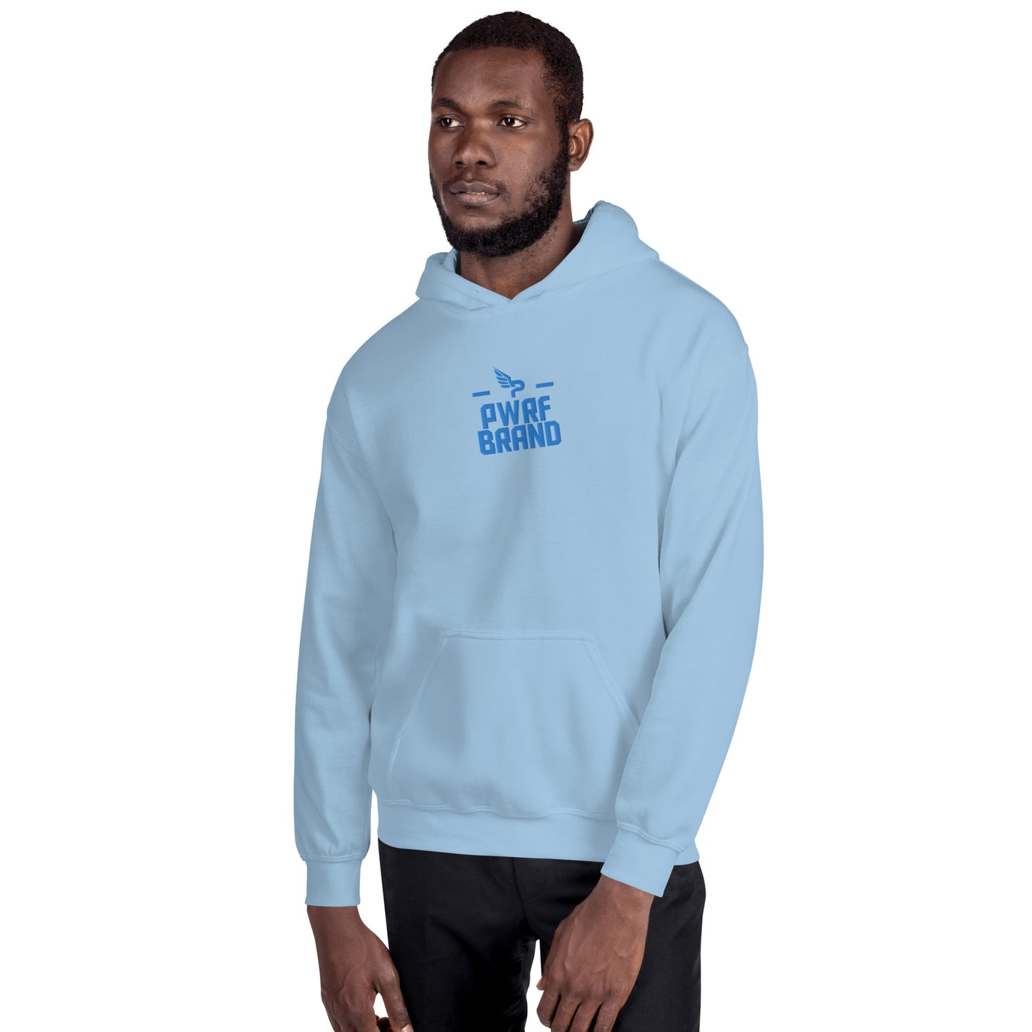 Men's PWRF Brand Aqua Center Embroidered Unisex Hoodie