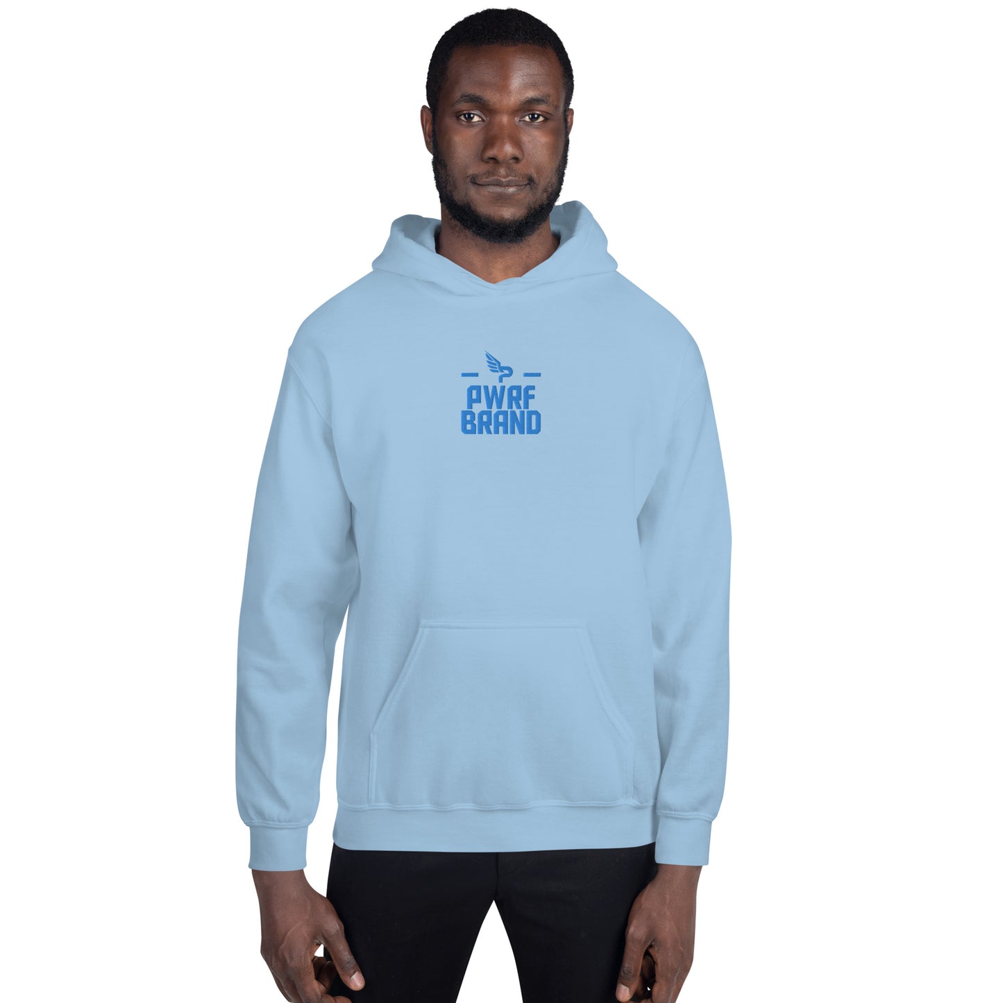 Men's PWRF Brand Aqua Center Embroidered Unisex Hoodie