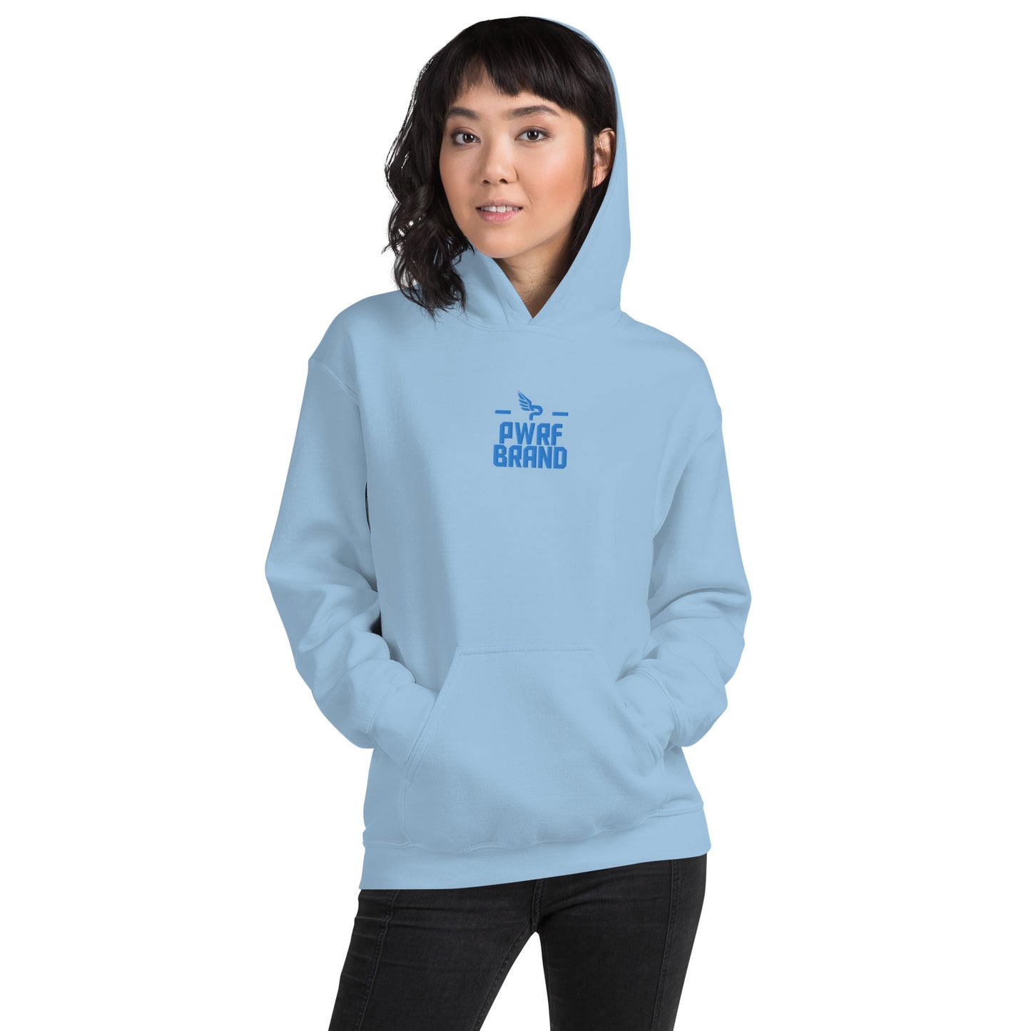 Women's PWRF Brand Aqua Center Embroidered Unisex Hoodie