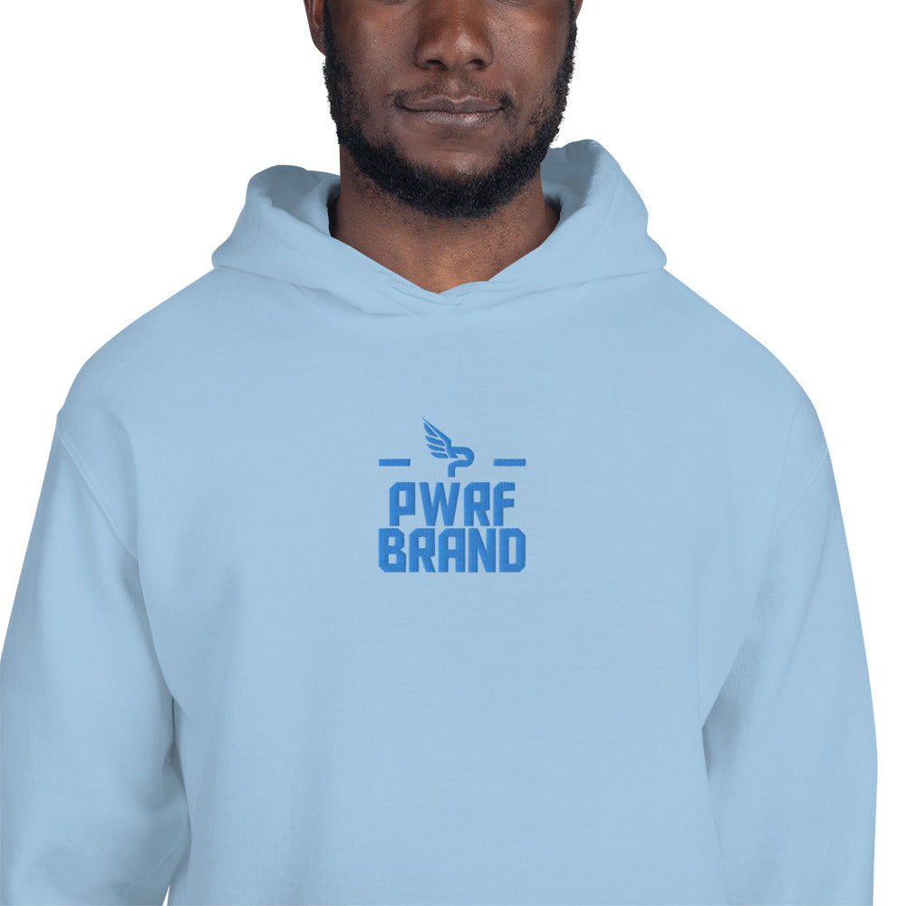 Men's PWRF Brand Aqua Center Embroidered Unisex Hoodie