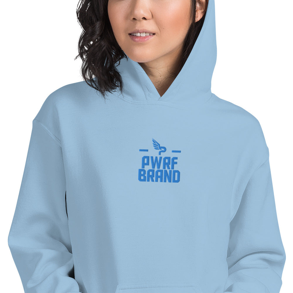 Women's PWRF Brand Aqua Center Embroidered Unisex Hoodie