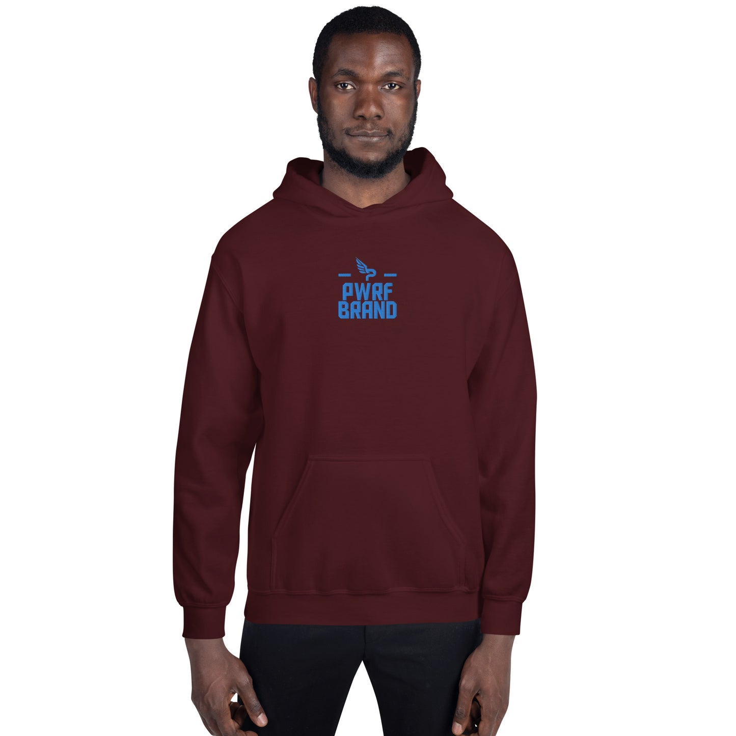 Men's PWRF Brand Aqua Center Embroidered Unisex Hoodie