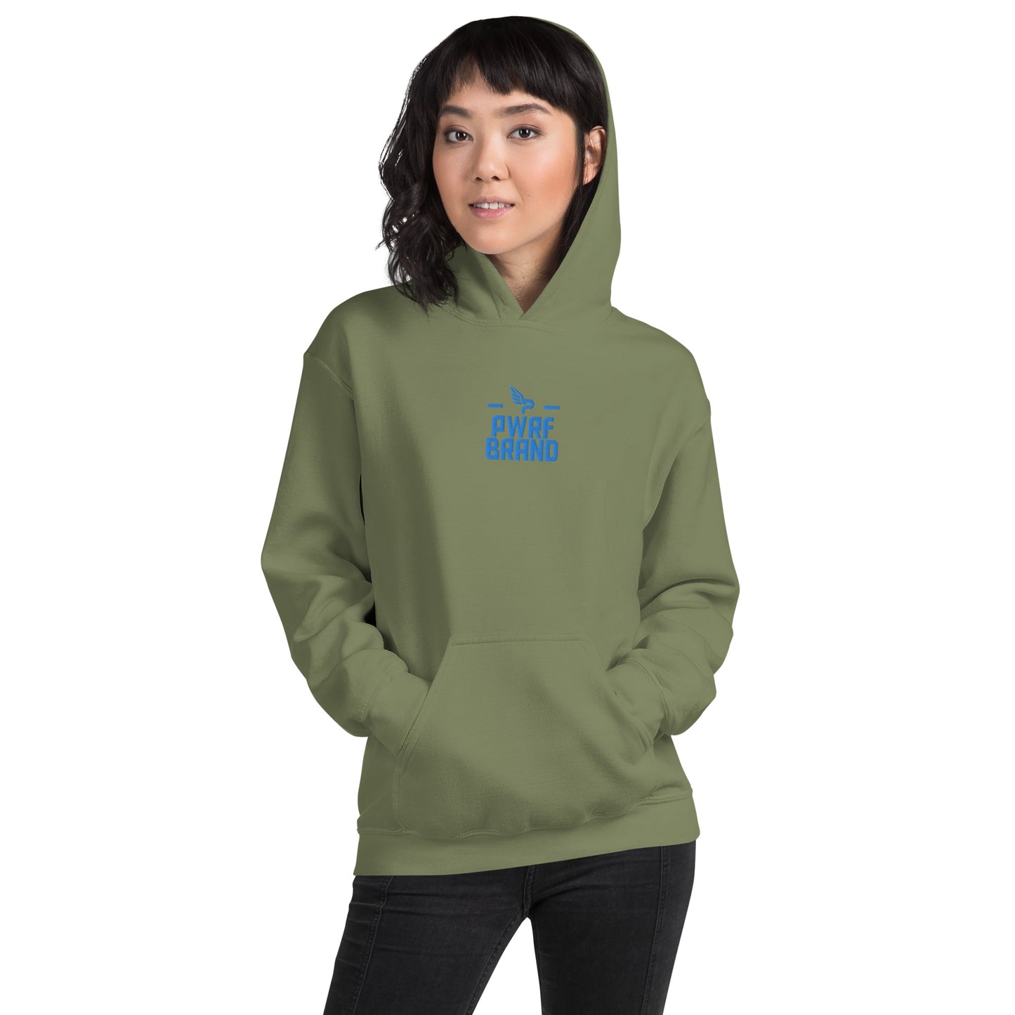 Women's PWRF Brand Aqua Center Embroidered Unisex Hoodie