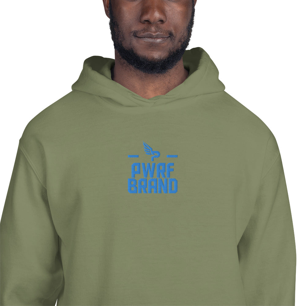 Men's PWRF Brand Aqua Center Embroidered Unisex Hoodie