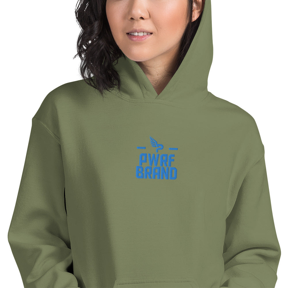 Women's PWRF Brand Aqua Center Embroidered Unisex Hoodie