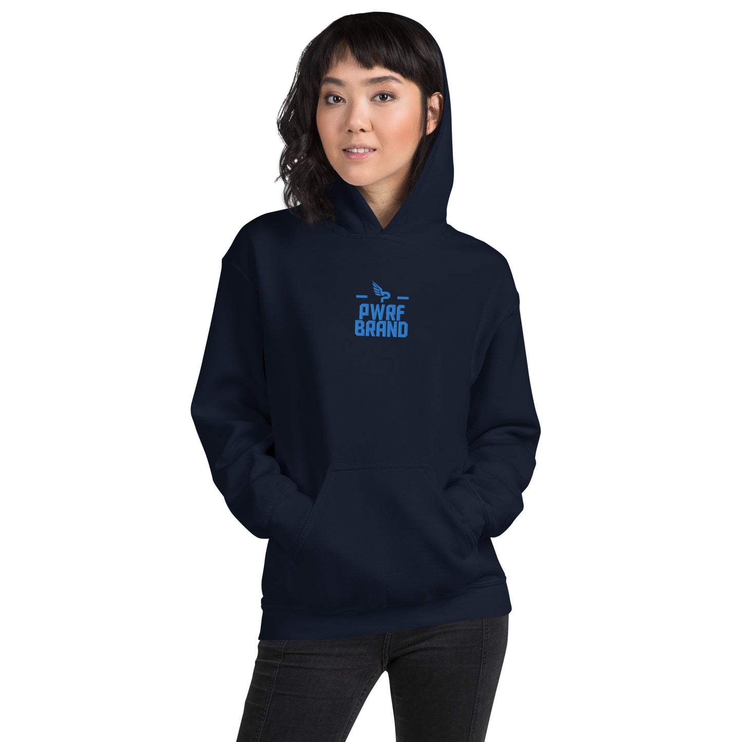 Women's PWRF Brand Aqua Center Embroidered Unisex Hoodie