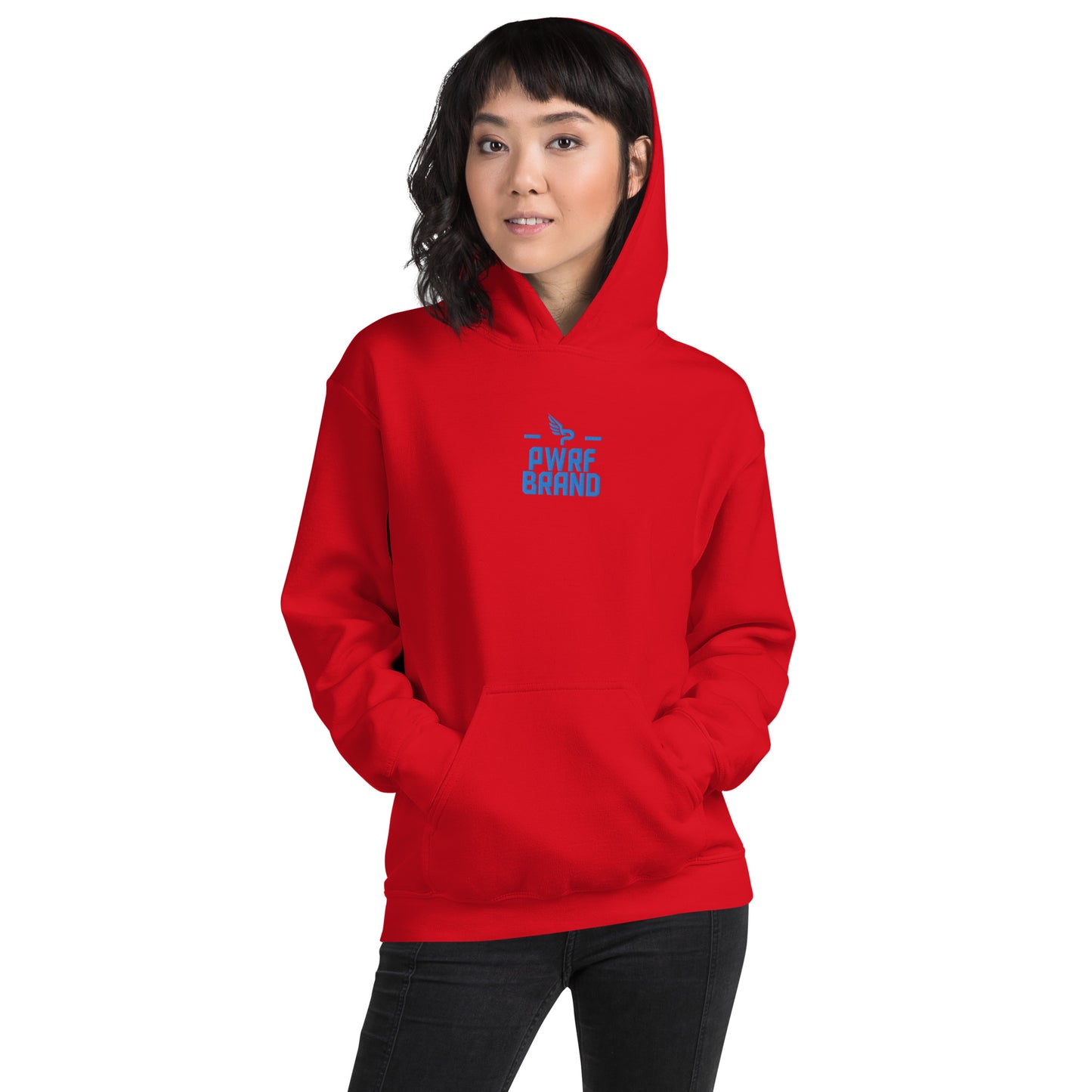 Women's PWRF Brand Aqua Center Embroidered Unisex Hoodie