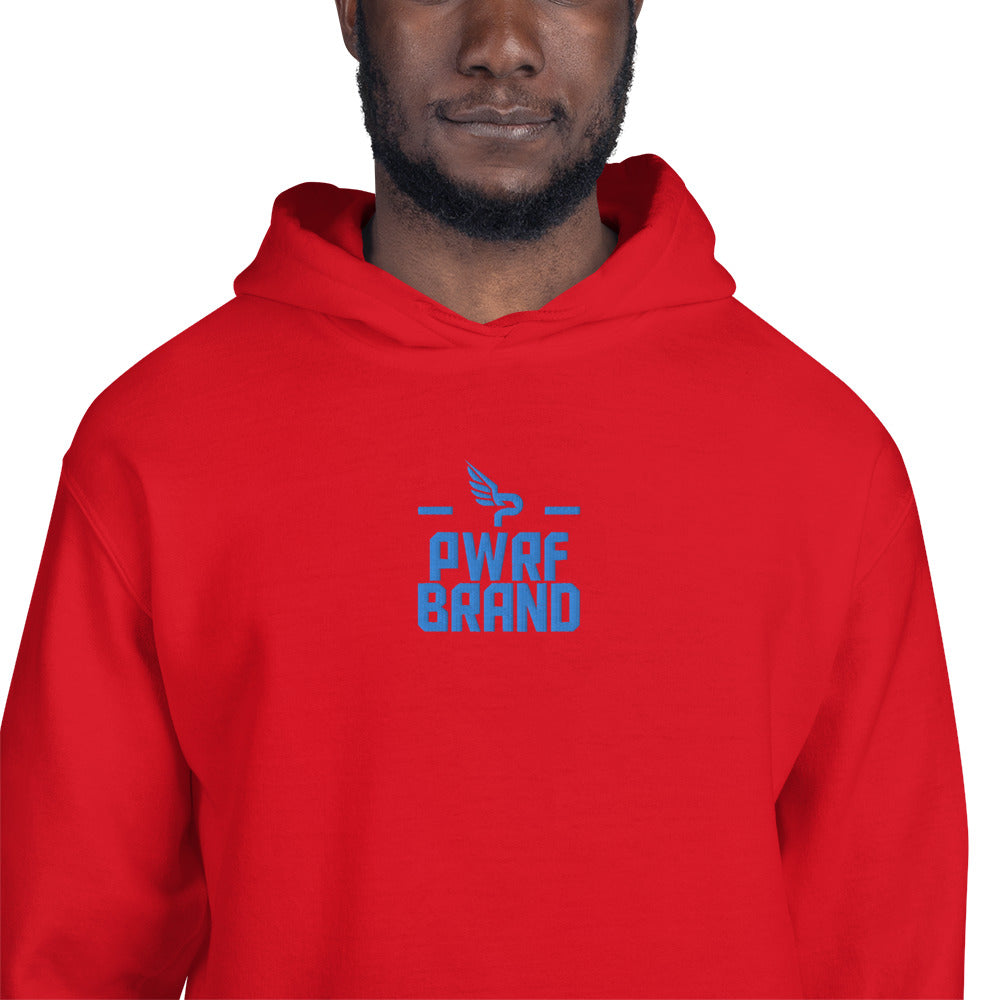 Men's PWRF Brand Aqua Center Embroidered Unisex Hoodie