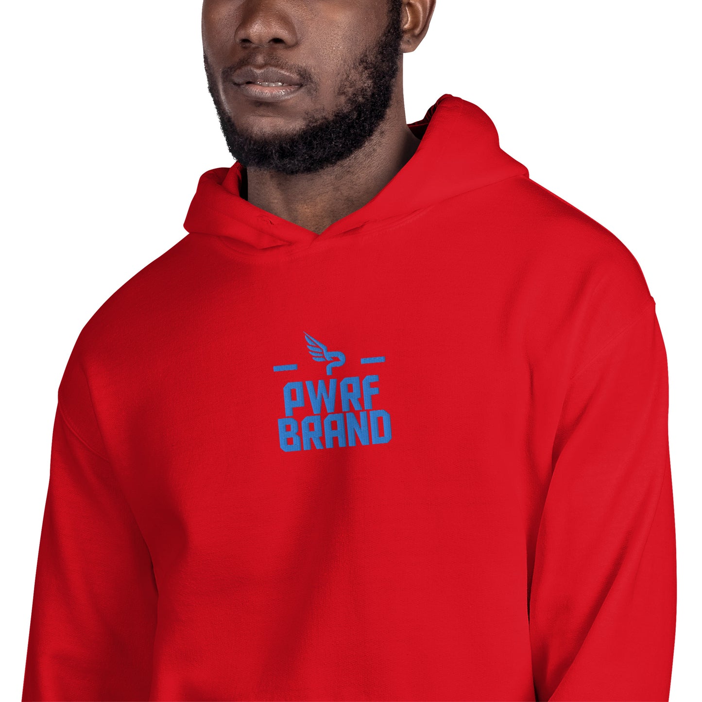 Men's PWRF Brand Aqua Center Embroidered Unisex Hoodie