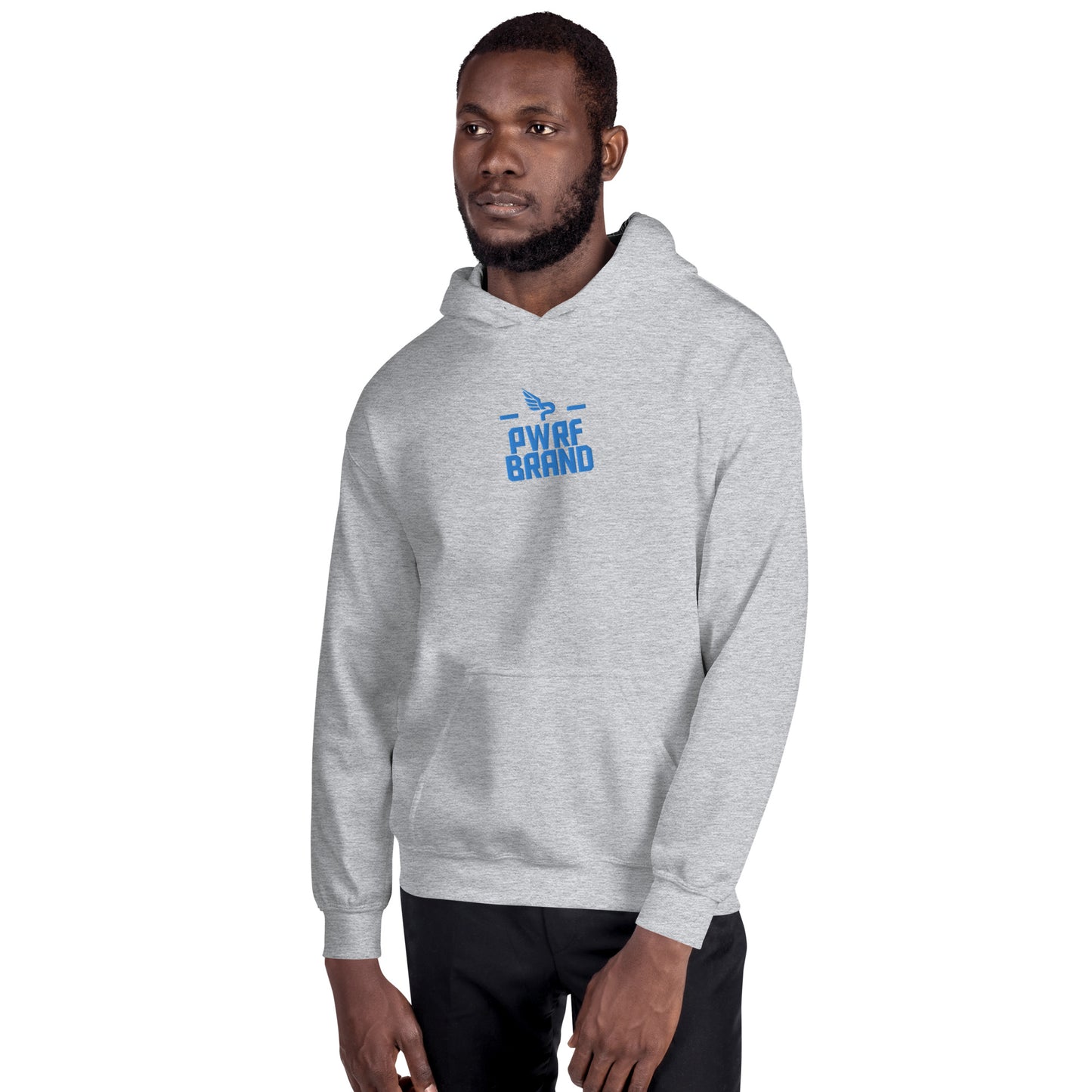 Men's PWRF Brand Aqua Center Embroidered Unisex Hoodie