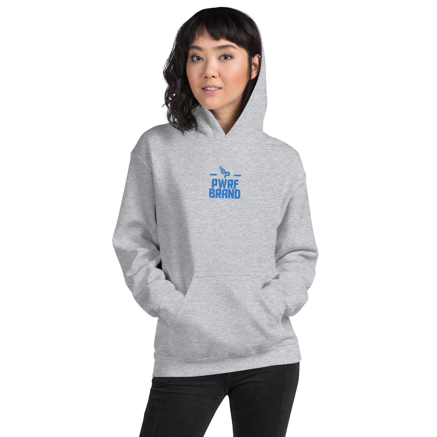 Women's PWRF Brand Aqua Center Embroidered Unisex Hoodie