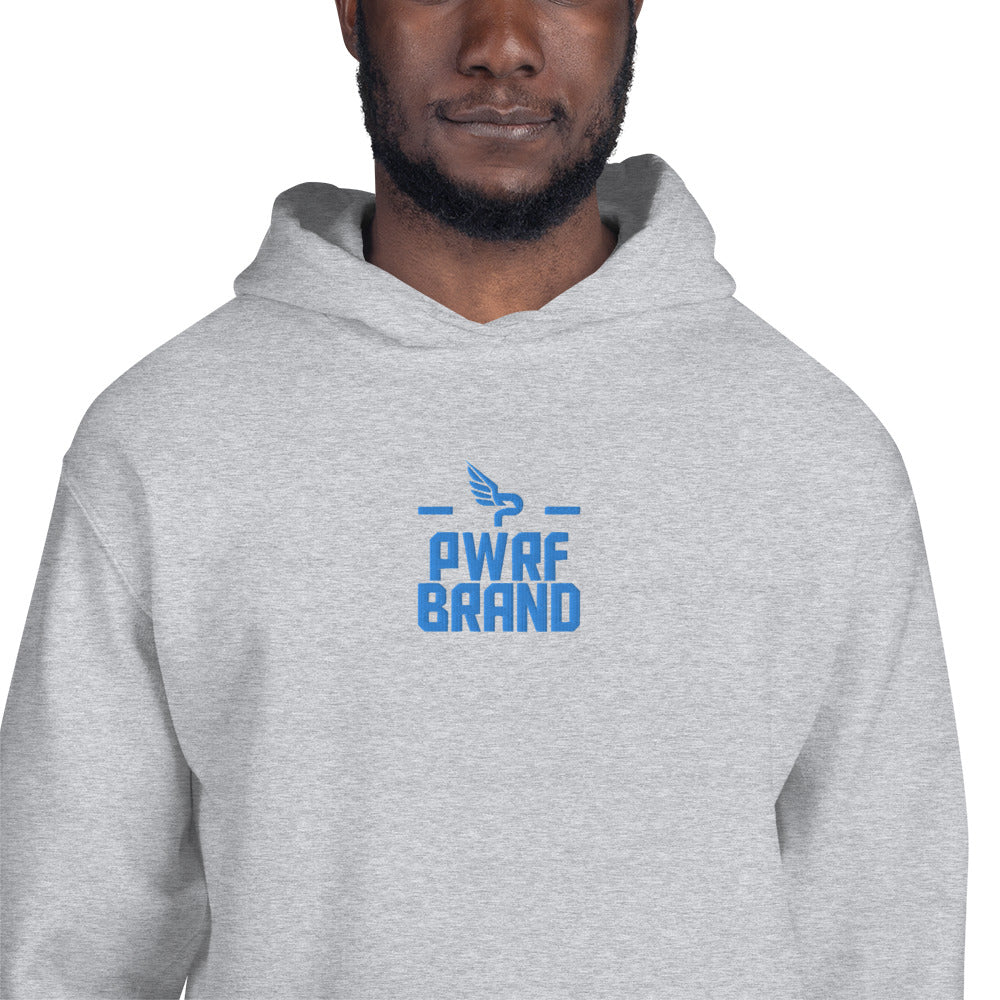 Men's PWRF Brand Aqua Center Embroidered Unisex Hoodie