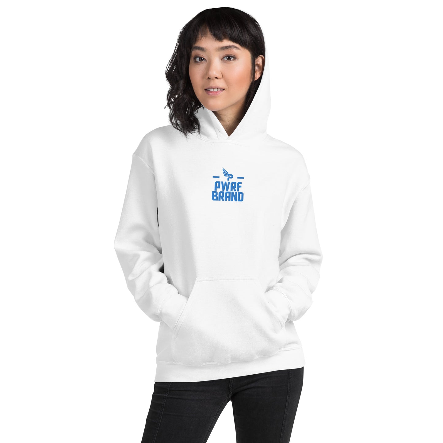 Women's PWRF Brand Aqua Center Embroidered Unisex Hoodie