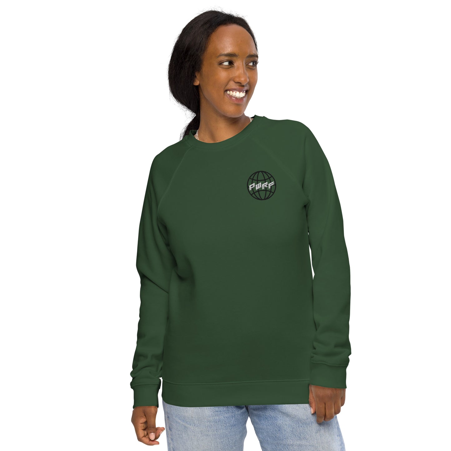 Women's PWRF Brand World Unisex Organic Raglan Sweatshirt