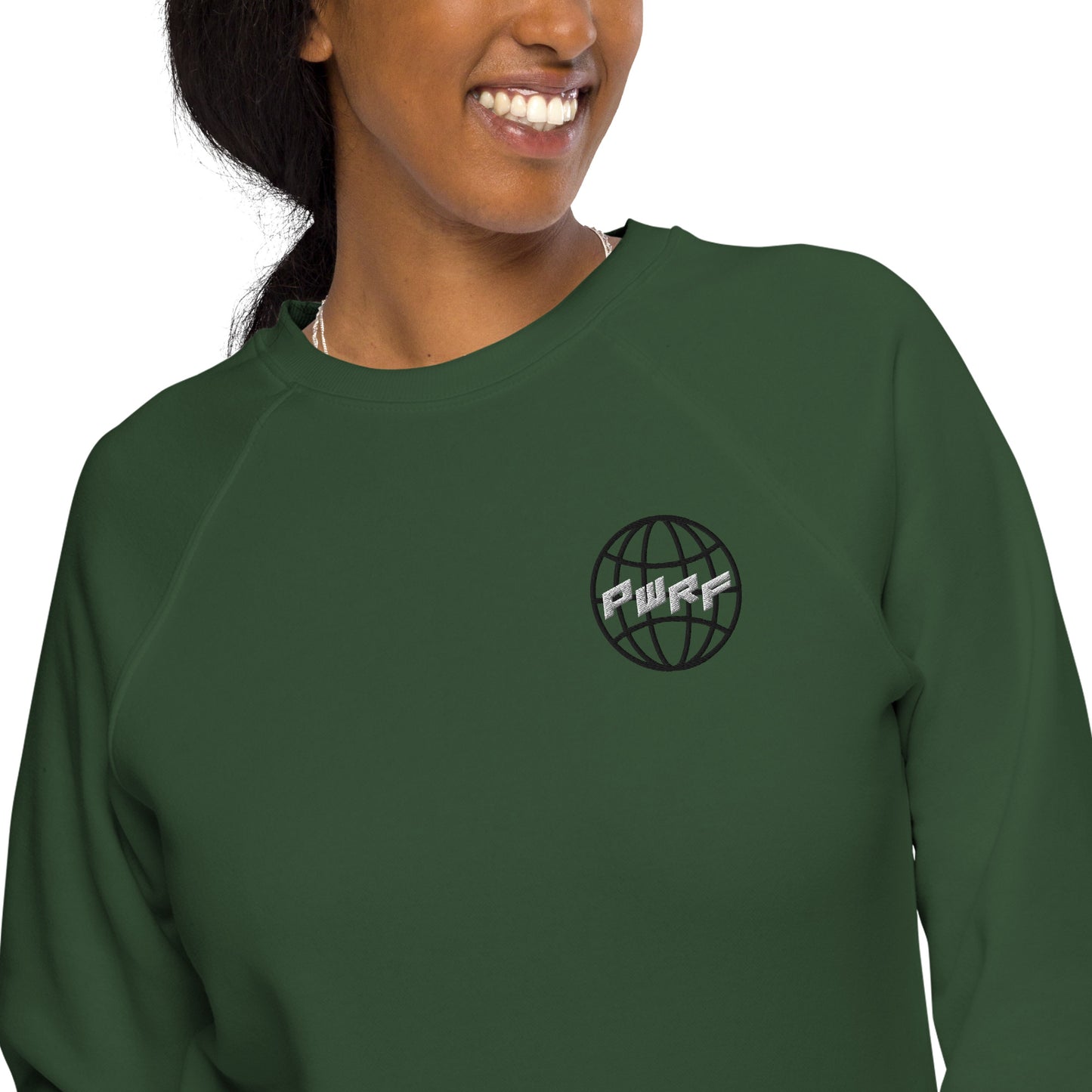 Women's PWRF Brand World Unisex Organic Raglan Sweatshirt