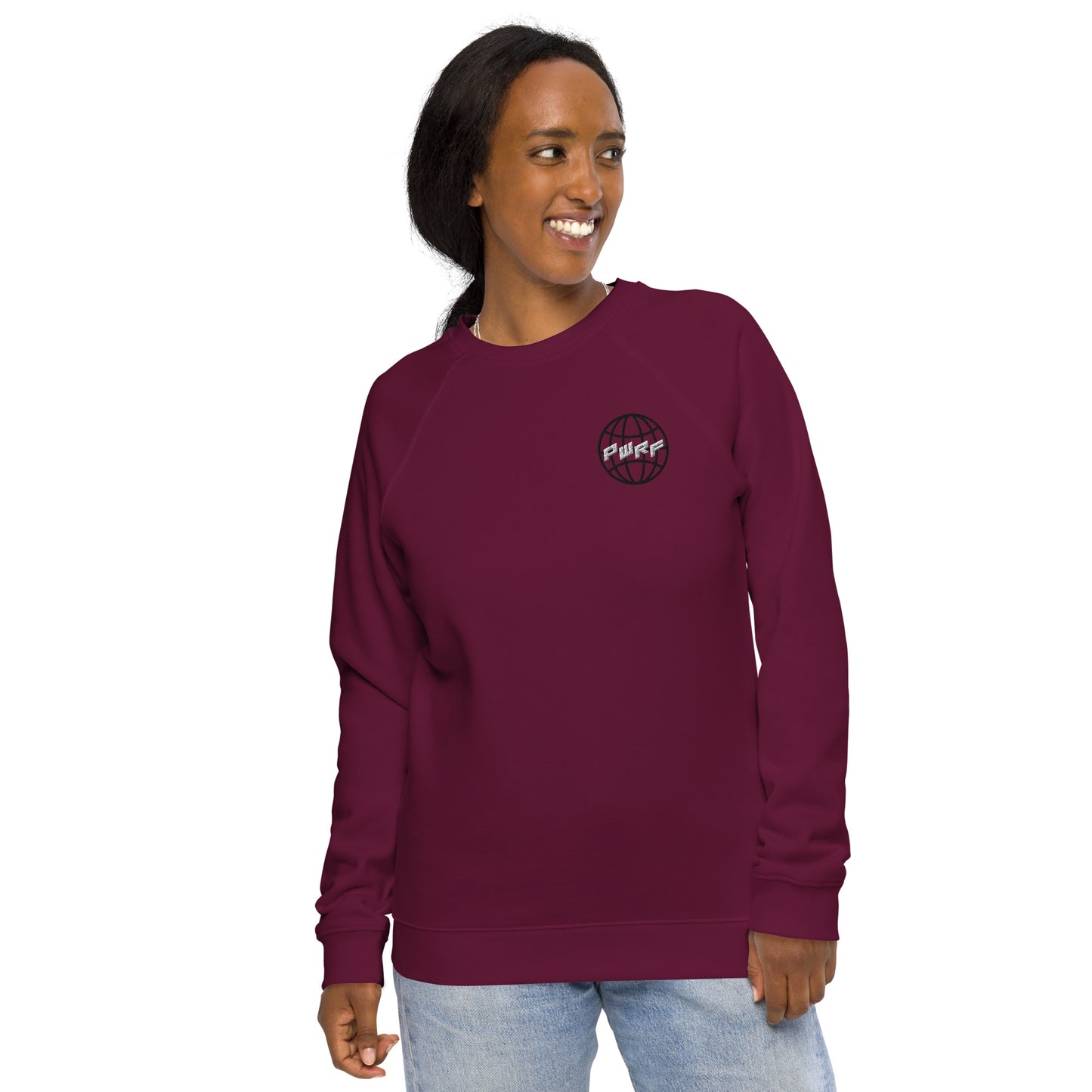 Women's PWRF Brand World Unisex Organic Raglan Sweatshirt