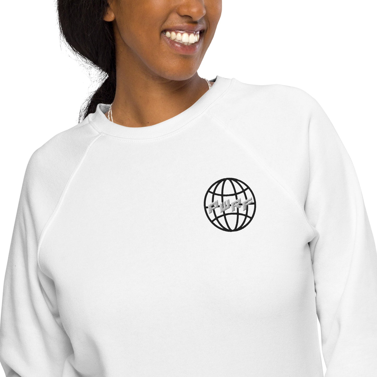 Women's PWRF Brand World Unisex Organic Raglan Sweatshirt