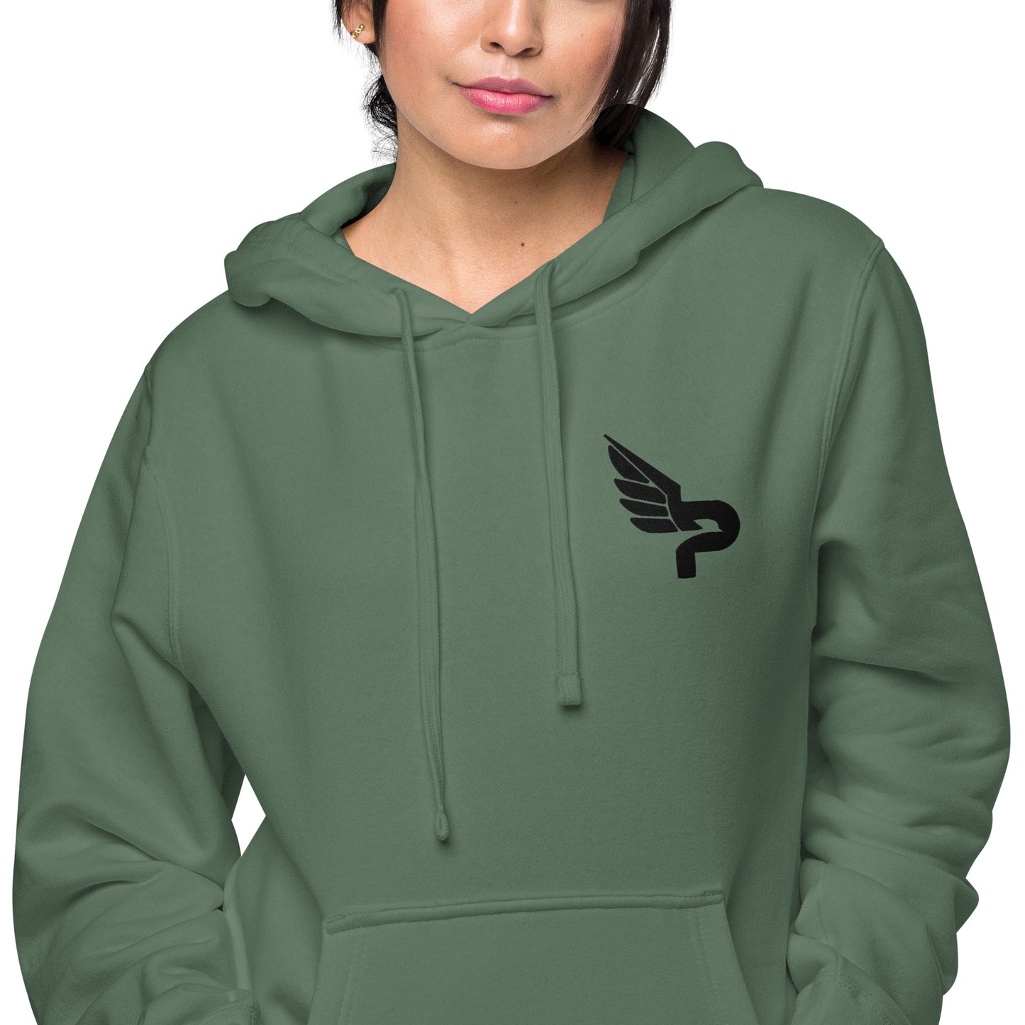 Women's PWRF Brand Black Logo Unisex Pigment-Dyed Hoodie