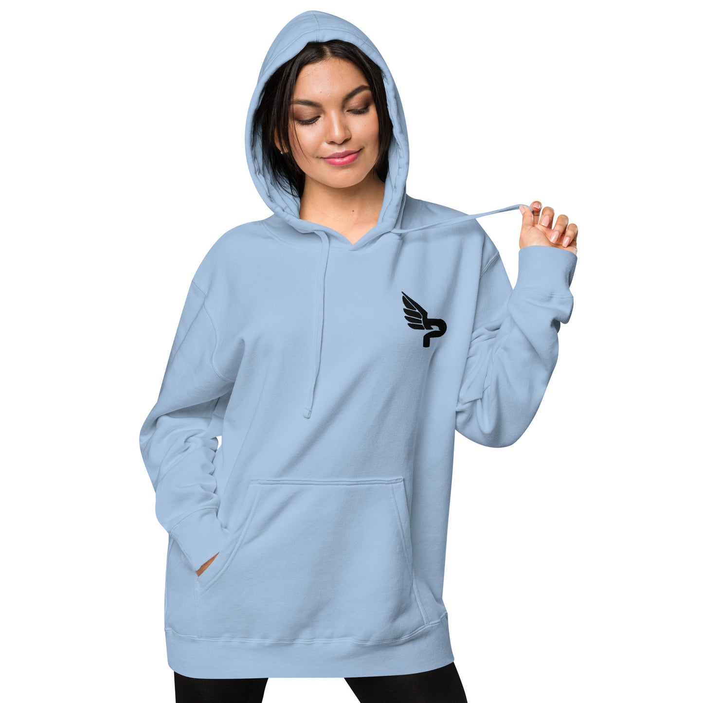 Women's PWRF Brand Black Logo Unisex Pigment-Dyed Hoodie