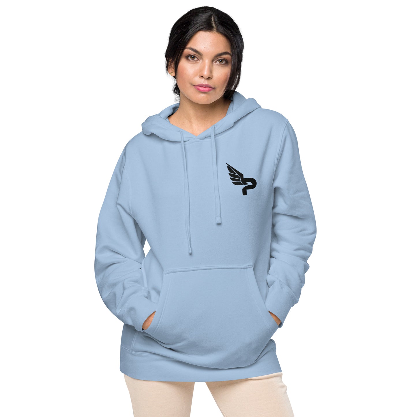 Women's PWRF Brand Black Logo Unisex Pigment-Dyed Hoodie