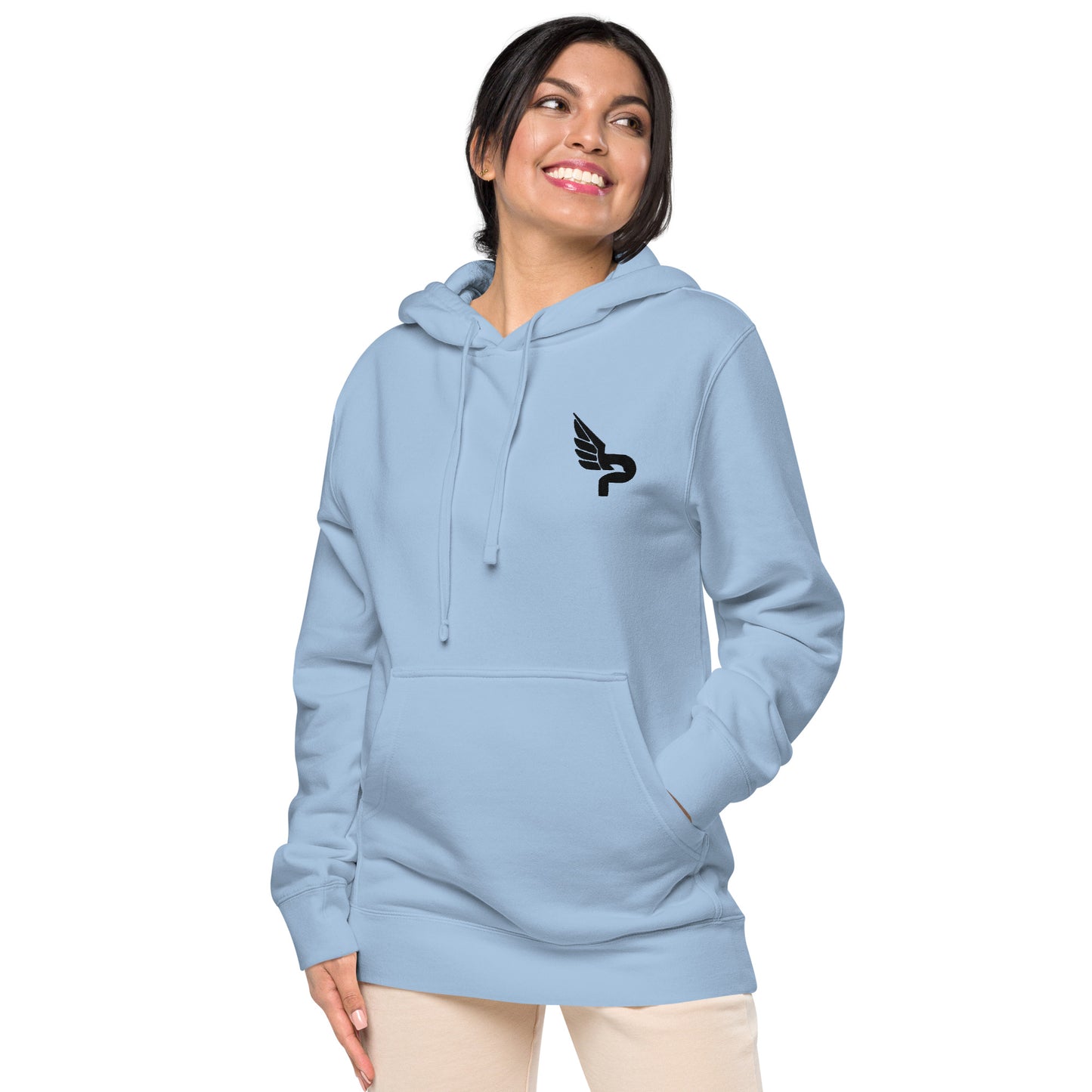 Women's PWRF Brand Black Logo Unisex Pigment-Dyed Hoodie