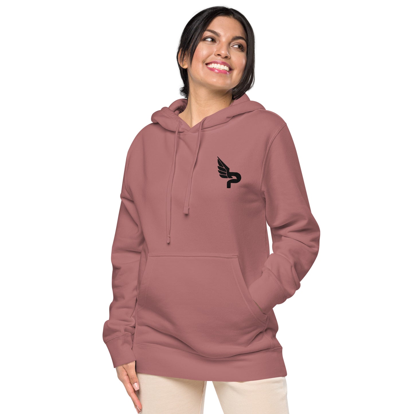 Women's PWRF Brand Black Logo Unisex Pigment-Dyed Hoodie