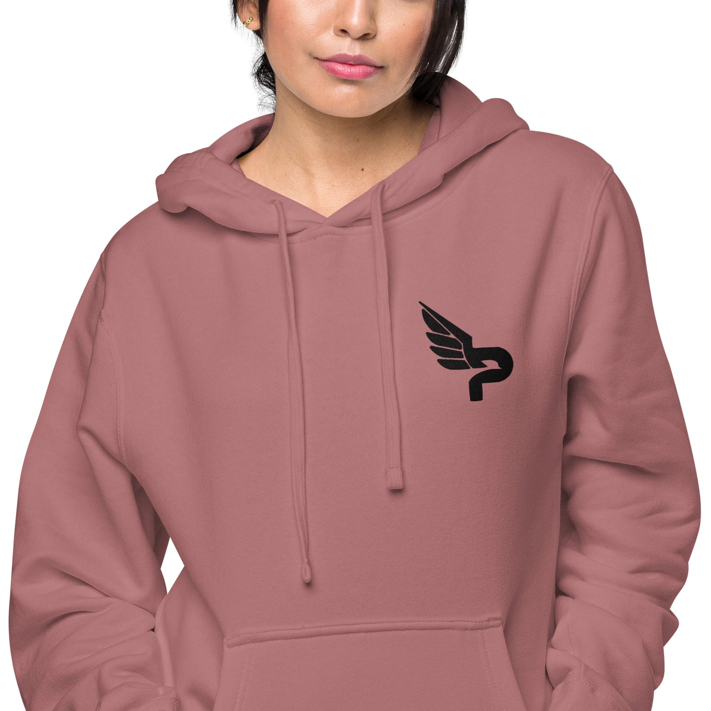 Women's PWRF Brand Black Logo Unisex Pigment-Dyed Hoodie