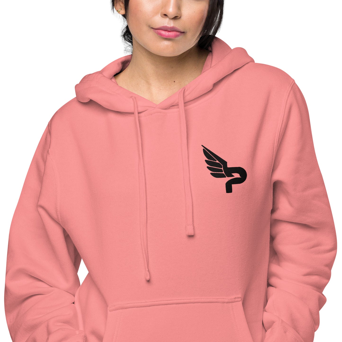 Women's PWRF Brand Black Logo Unisex Pigment-Dyed Hoodie