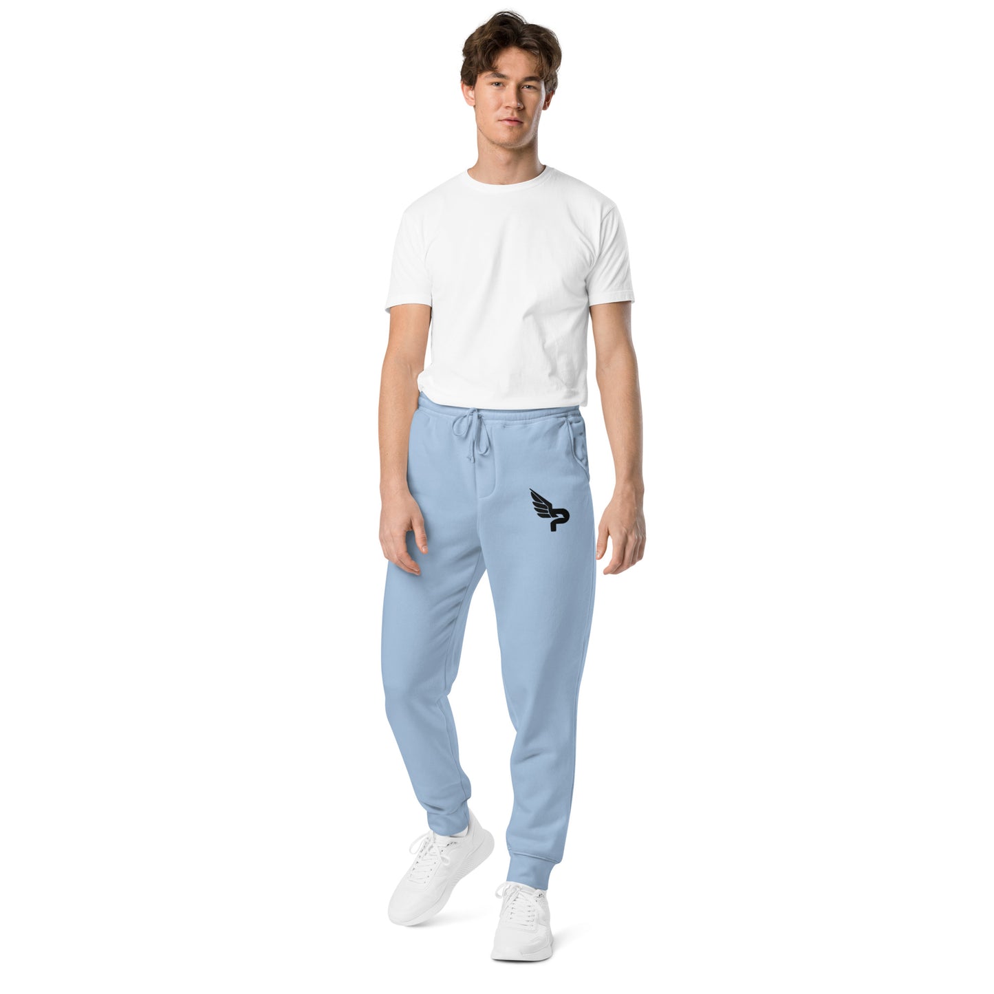 Men's PWRF Brand Black Logo Unisex Pigment-Dyed Sweatpants