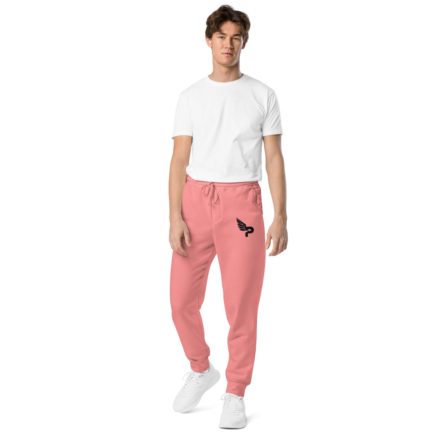 Men's PWRF Brand Black Logo Unisex Pigment-Dyed Sweatpants