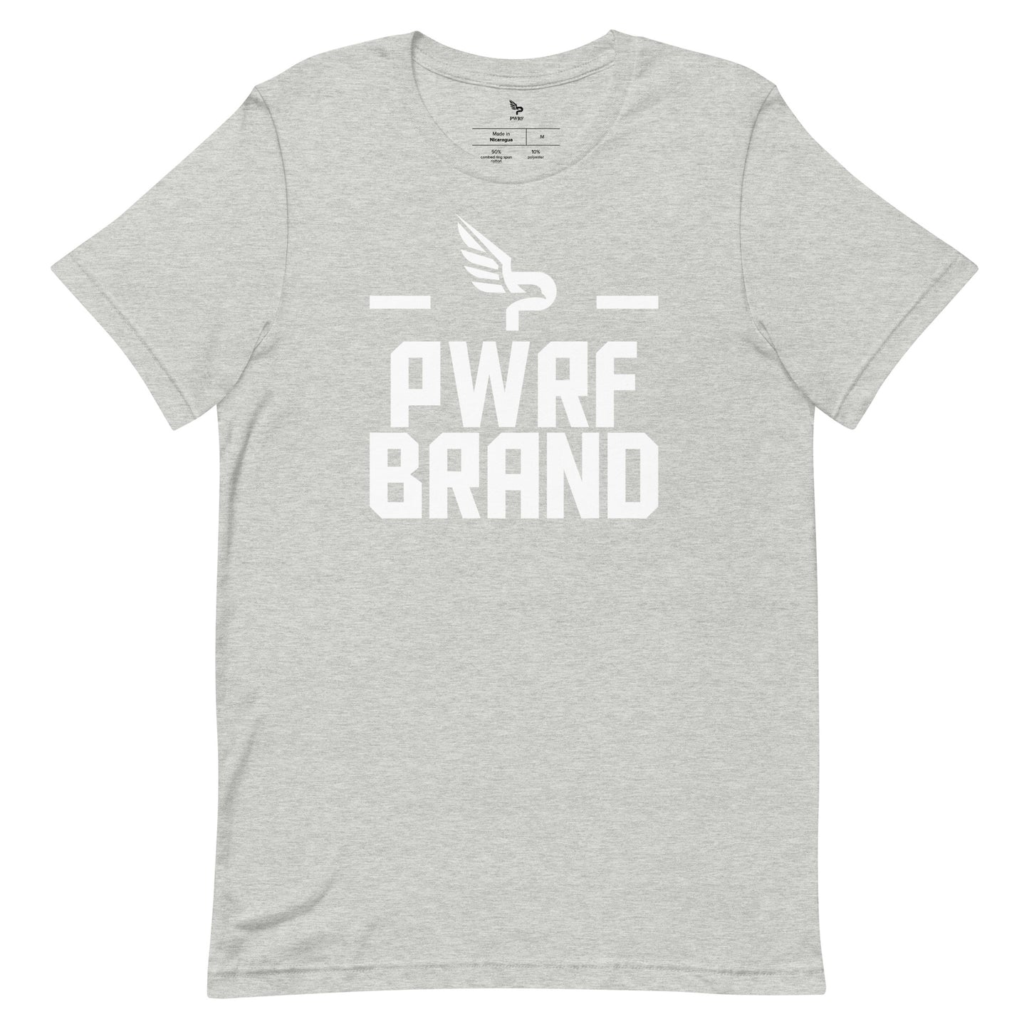 Unisex T-Shirt White PWRF Brand Design with Line on the Side